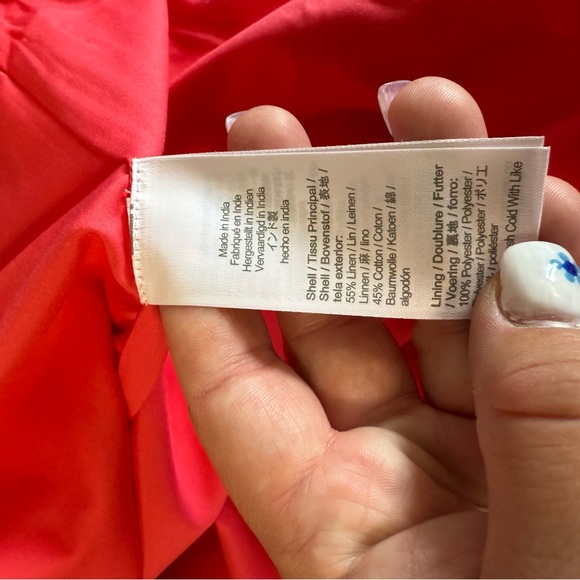 NWT J. Crew Linen Blend Scalloped Hem Vibrant Coral Pink Sleeveless Shift Dress - Picture 7 of 8